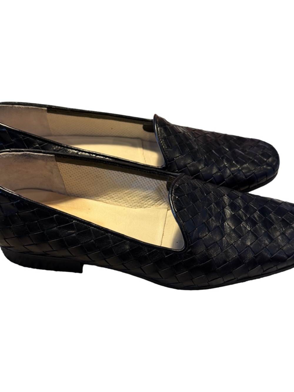 Sesto Meucci Italy Black Woven Nappa Leather Smoking Loafers Flats 7.5M - Picture 5 of 5